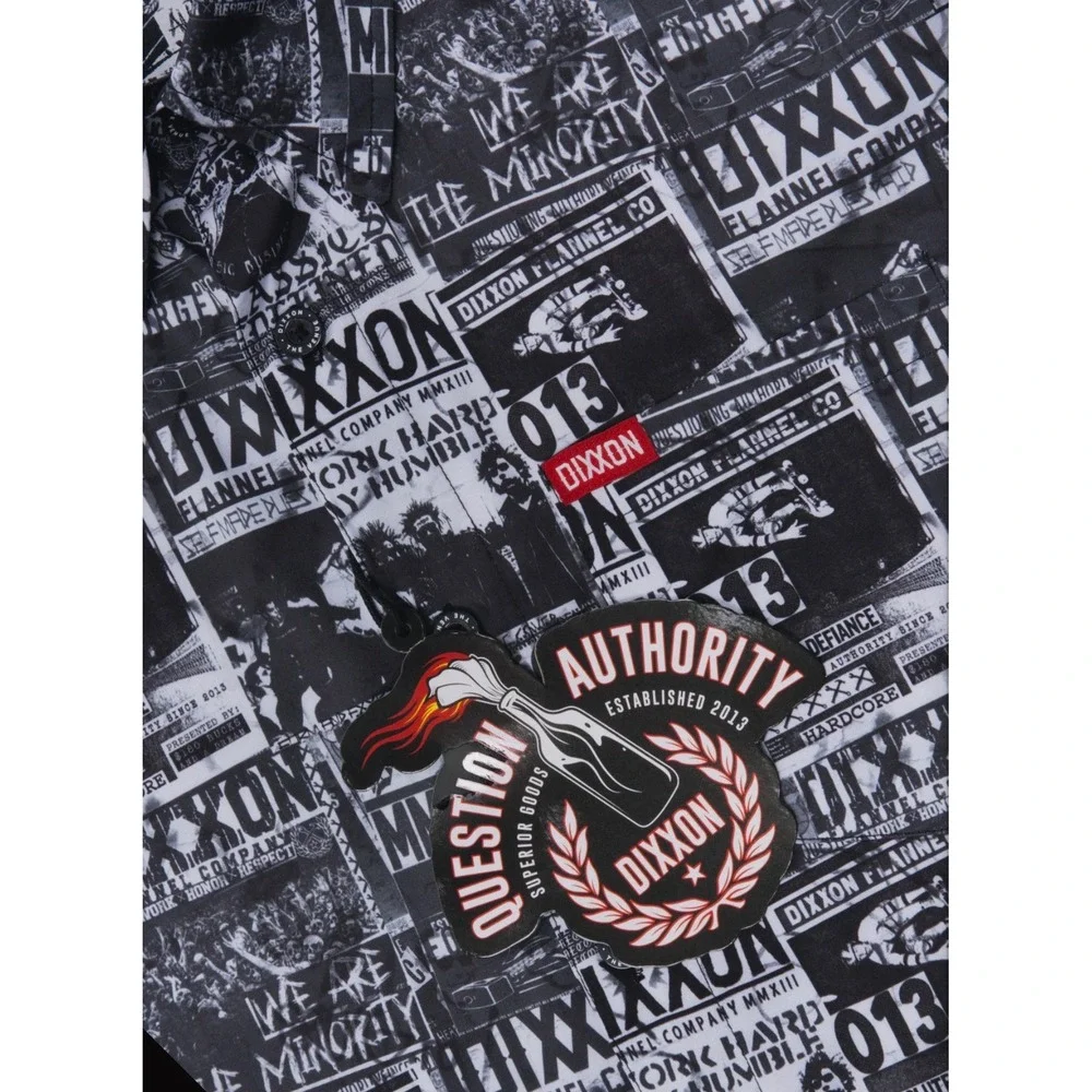 Dixxon Flannel Co The Venue Party Shirt Mens Small Black White Collage Graphic S